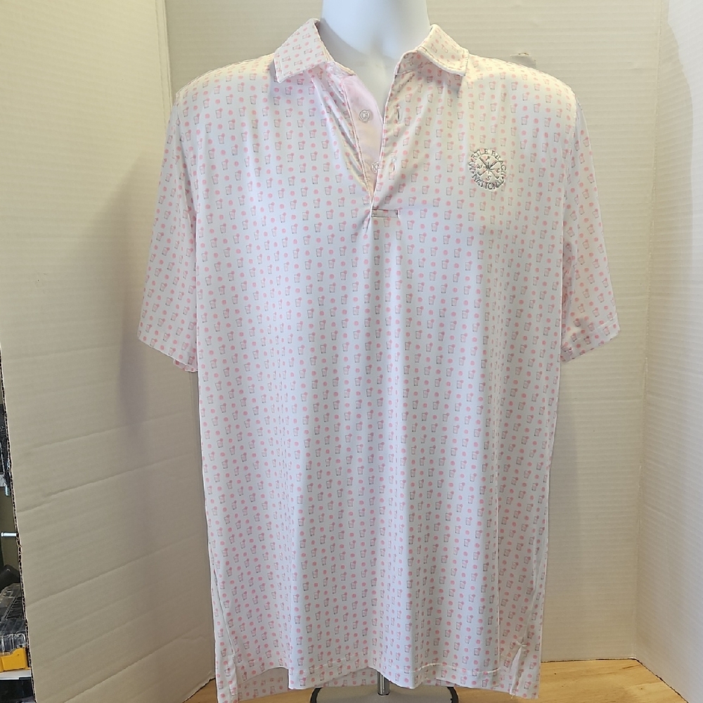 Men's Pink Patterned Polo Shirt Low Country Collection